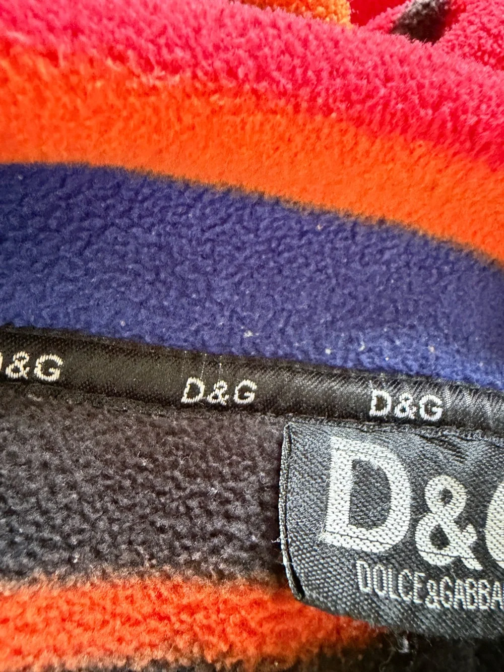 Dolce & Gabbana Striped Zip-Up Sweater in Red, Black &‎ Lime